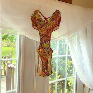 Red carter bathing suit.